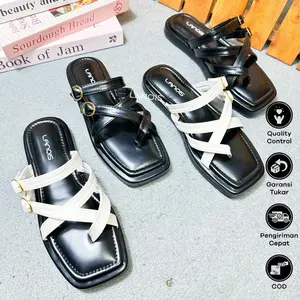 Sendal Platform Sandal Tali Gesper Wanita 3 cm Elegant Kekinian Full Busa Empuk