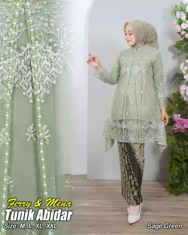 SET KEBAYA MODERN TUNIK ABIDAR PAYET BAJU SERAGAM PESTA ELEGAN KEBAYA KONDANGAN MEWAH KEKINIAN 7