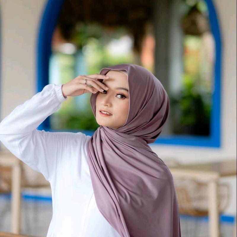 Hijab Pashmina Kaos Bahan Jersey kerudung Wanita Muslim 3