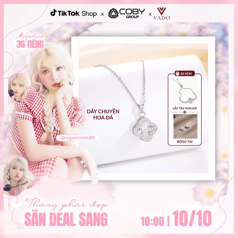 [MEGA - COMBO25] CB 3 Món Hoa Đá Dây Chuyền Hoa Đá Màu Bạc Kèm Bông Tai Hoa Đá Hợp Kim Và Lắc Tay Hoa Đá Màu Bạc _ Chất Liệu Hợp Kim