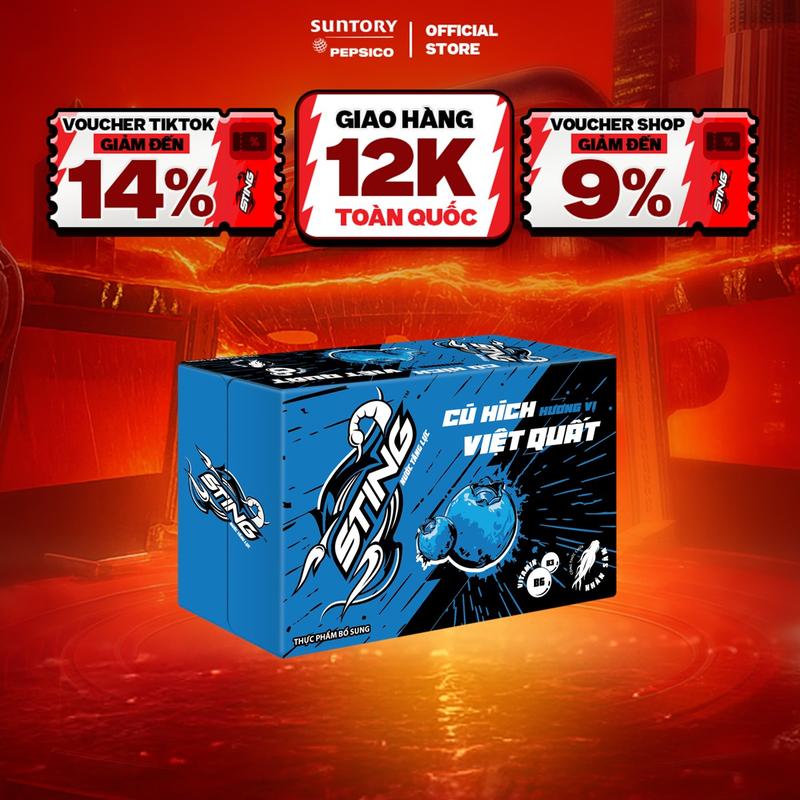 [DEAL SỐC] Thùng 24 Lon Nước Tăng Lực Sting Xanh Việt Quất (320ml/lon)