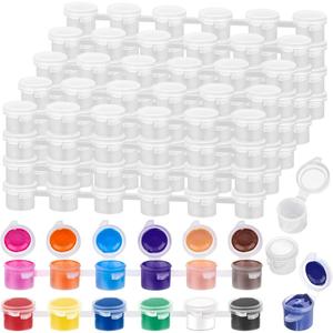 240 recipientes vacíos para pintura con tapas — 40 tiras, cada una contiene 6 recipientes; estos mini contenedores de plástico tienen capacidad para 2 ml de color y son ideales para suministros de arte en el aula, proyectos escolares y viajes.
