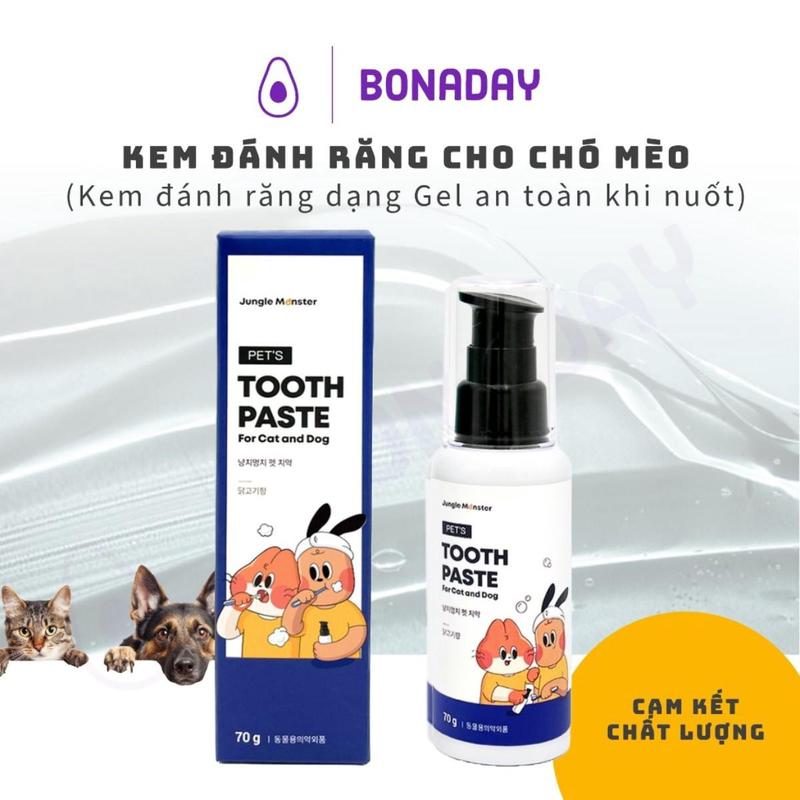 KEM ĐÁNH RĂNG DẠNG GEL CHO CHÓ MÈO JUNGLE MONSTER, BONADAY PETS, lọ 70g, vị…