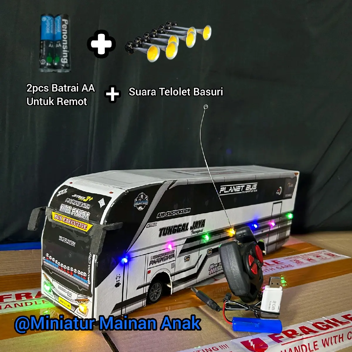 BUS TELOLET BASURI AKAP TJ KIDS PANDA JB3 REMOT CONTROL