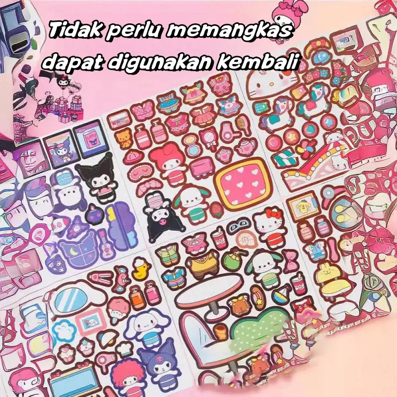 Buku Stiker Magnet Karakter Magnetic Sticker Books Buku Mainan Edukasi Quiet Books Magnetic Suction Karakter Edukasi / Magnetic Sticker Book / Quite Book Sanrio 1