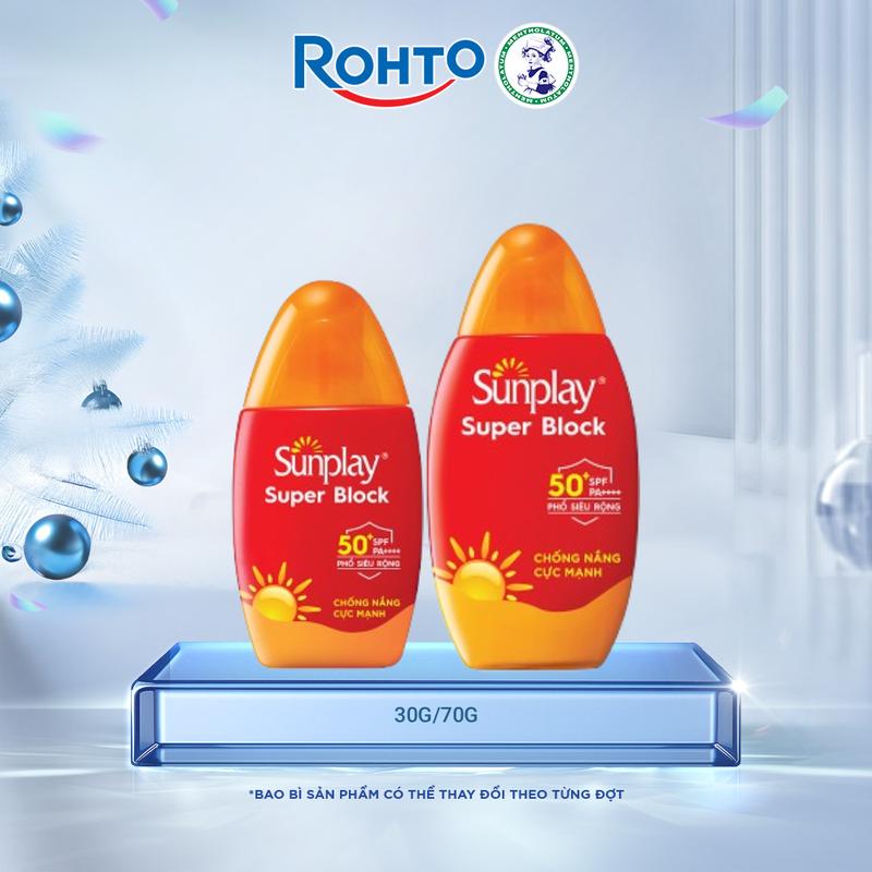 Tun Phạm x Rohto Kem chống nắng dạng sữa cực mạnh Sunplay Super Block SPF 50+ PA++++ 30g 70g