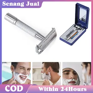 Alat Cukur Jenggot Manual Stainless / Razor Isi Ulang / Pisau Cukur Dua Sisi Dengan Case