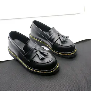 Docmart Sepatu Anak Laki-laki dan Perempuan Fashion dengan Tassel Hitam untuk Gaya Casual Formal Model Slip On Kualitas Terbaik