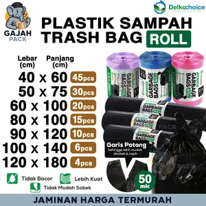 Kantong PLASTIK SAMPAH ROLL Trash Bag Gulungan Tebal Anti Bocor Jumbo Hitam Premium Termurah DELKOCHOICE