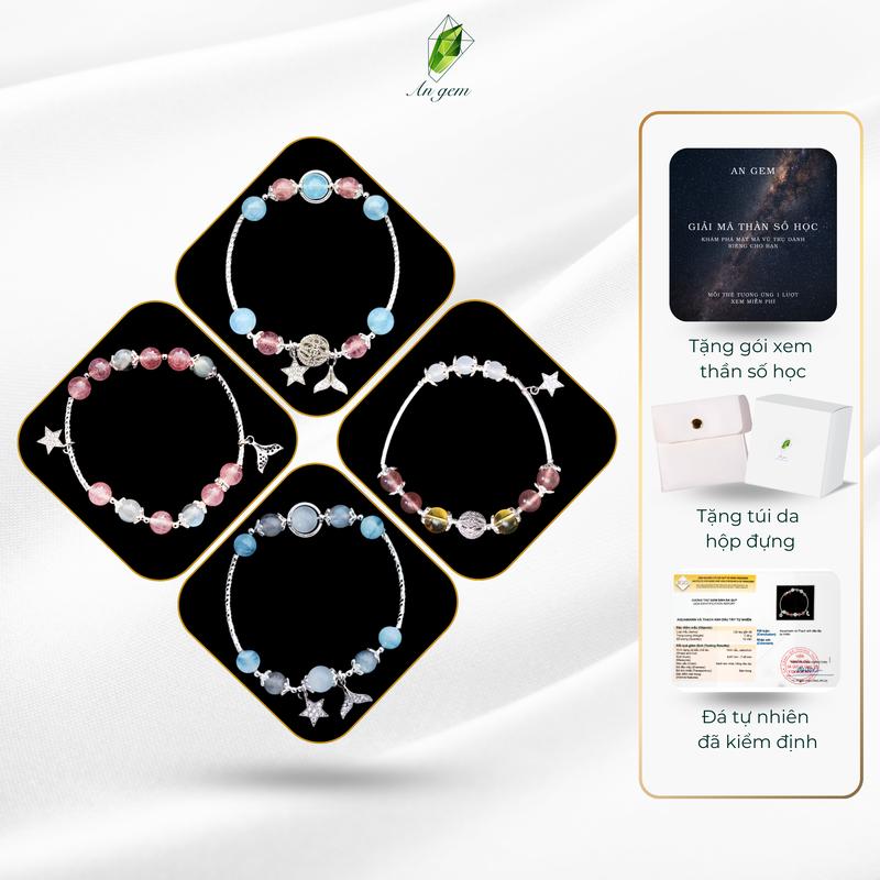 Vòng tay đá tự nhiên phối charm thiết kế An gem, Bộ sưu tập best seller lắc tay nữ, phụ kiện đeo tay phong thuỷ quà tặng sinh nhật giáng sinh Noel Tết Valentine [TẶNG GÓI XEM THẦN SỐ HỌC]