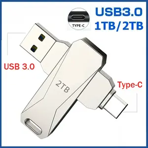2TB 2in1 USB3.0  OTG TYPE-C Flashdisk 1TB/2TB Metal High Speed USB 3.0 Flash Drive USB Flash Disk dan PC/Laptop