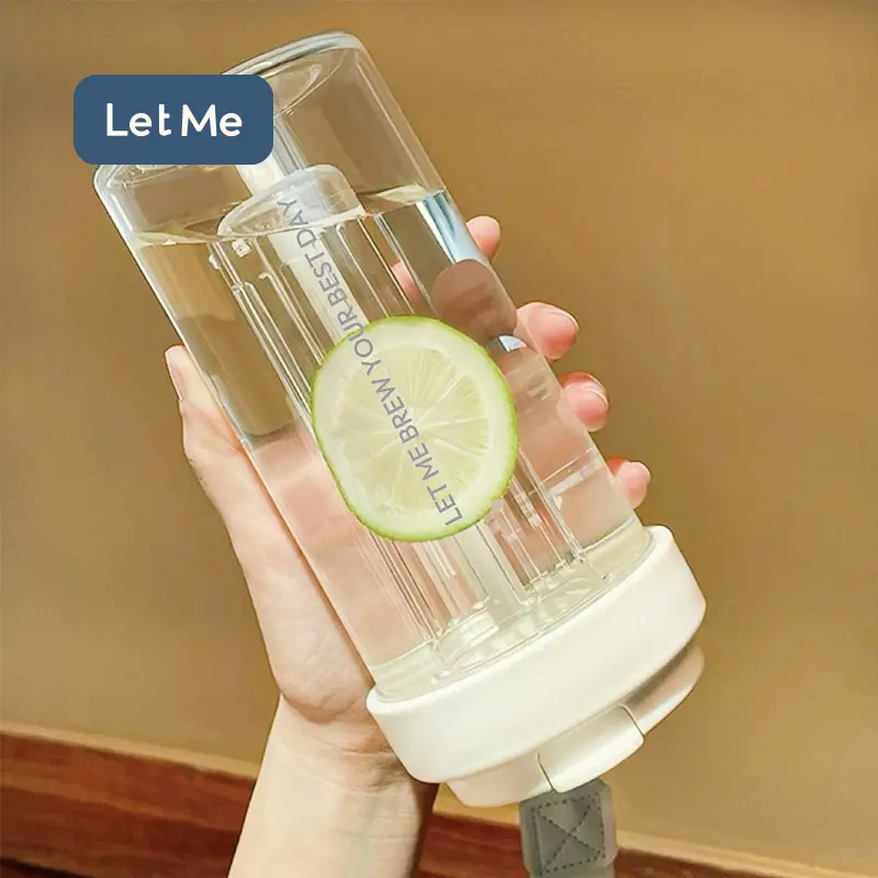 Let Me Botol Minum Infused Water - Botol Bening 600 atau 800 ML Dengan VARIASI WARNA TALI Filter Pemisah Dan Sedotan Gelas Minuman Air Lemon/Teh Dengan Saringan Kitchenware Silikon Bottles LM-AAB2032 8