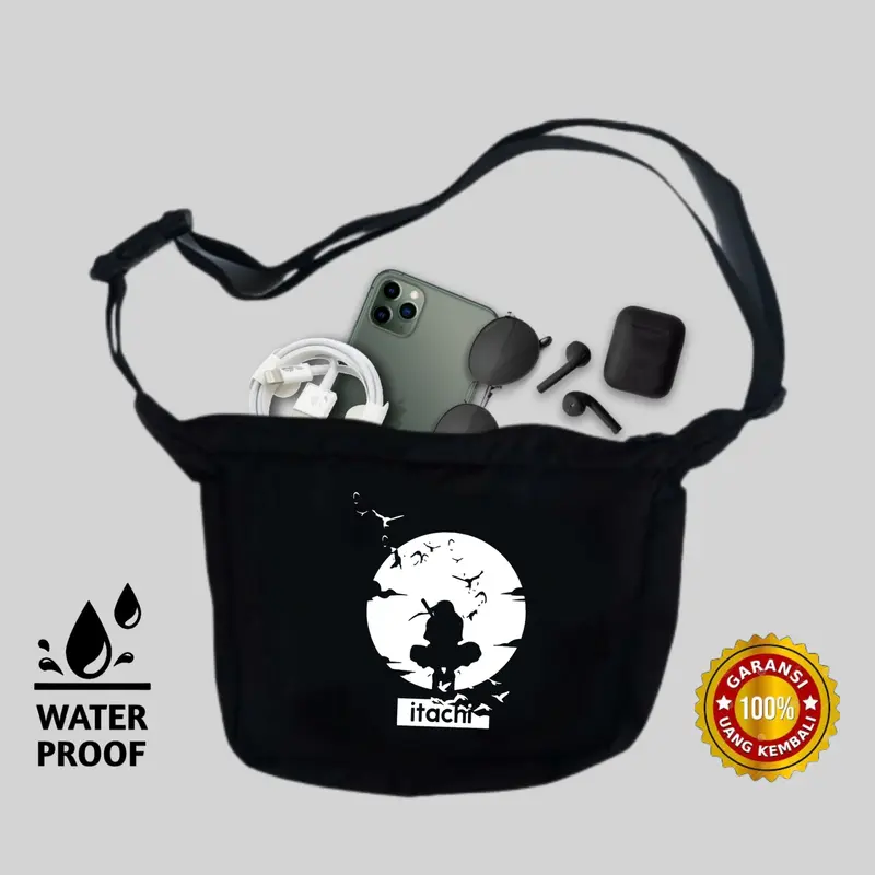 Tas selempang canvas pria distro anime naruto tas slempang mini murah sling bag waterproof keren 1