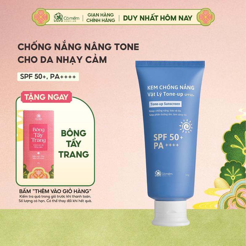 Kem Chống Nắng Vật Lý Nâng Tông Tone Up SPF50 PA++++ Cho Da Nhạy Cảm Cỏ Mềm 60g Sunscreen