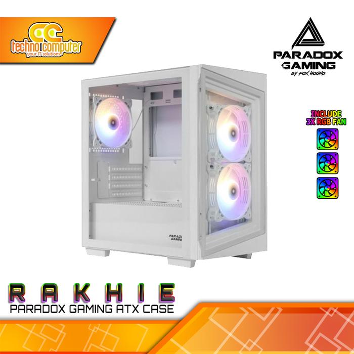 Gambar CASING PARADOX GAMING RAKHIE - Mid Tower mATX Case Tempered Glass (Free 3x RGB Fan) dari Techno Computer Bali Kota Denpasar Tokopedia