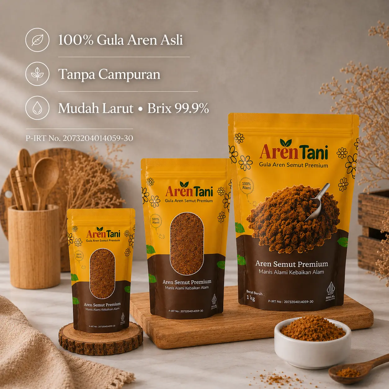 Aren Tani Gula Aren Semut Premium Organik 100% Alami Palm Sugar Oven