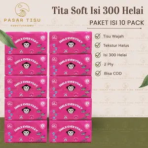 ( 10 PCS ) Tisu Tita Soft Facial 300 Helai - 2 Helai Per Lembar Tissu Titasoft Smile Everyday