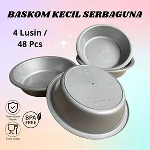 PAKET HEMAT 4 LUSIN BASKOM SILVER SERBAGUNA PLASTIK 16 CM LOYANG BALI SODAN