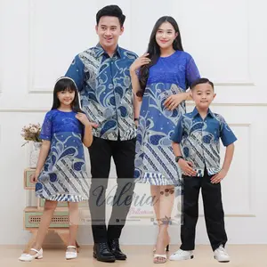 Batik Keluarga Modern Ayah Ibu Dan Anak Kemeja Lengan Pendek Dress Brokat Dewasa Dress Anak Kemeja Anak