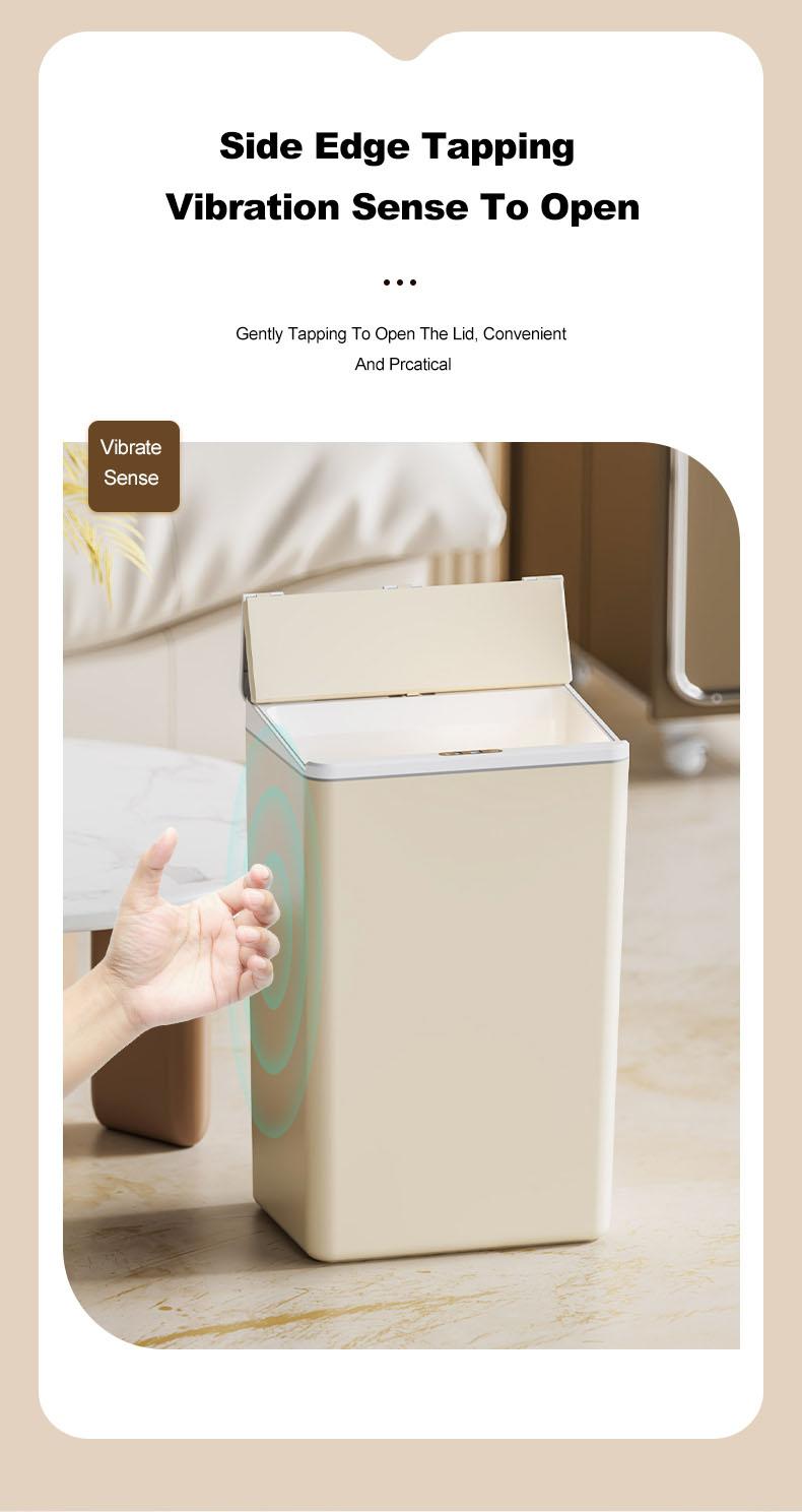 Product Introduction of 17L household smart induction trash can for kitchen, bedroom, bathroom, electric, fully automatic lid opening, induction kick 8