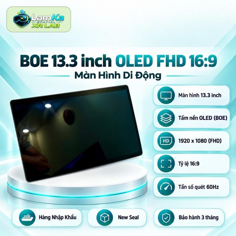 Màn Hình Di Động BOE 13.3''FHD-OLED-T-G: Full HD OLED 16:9, cảm ứng, màn gương, 60Hz