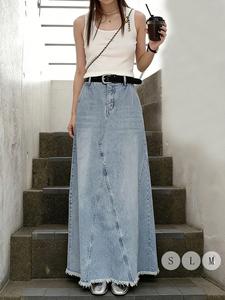 夏の光は、女性のためのカジュアルなロングマキシスカートを洗浄し、ゆったりとフィット非ストレッチデザイン、リラックスに最適