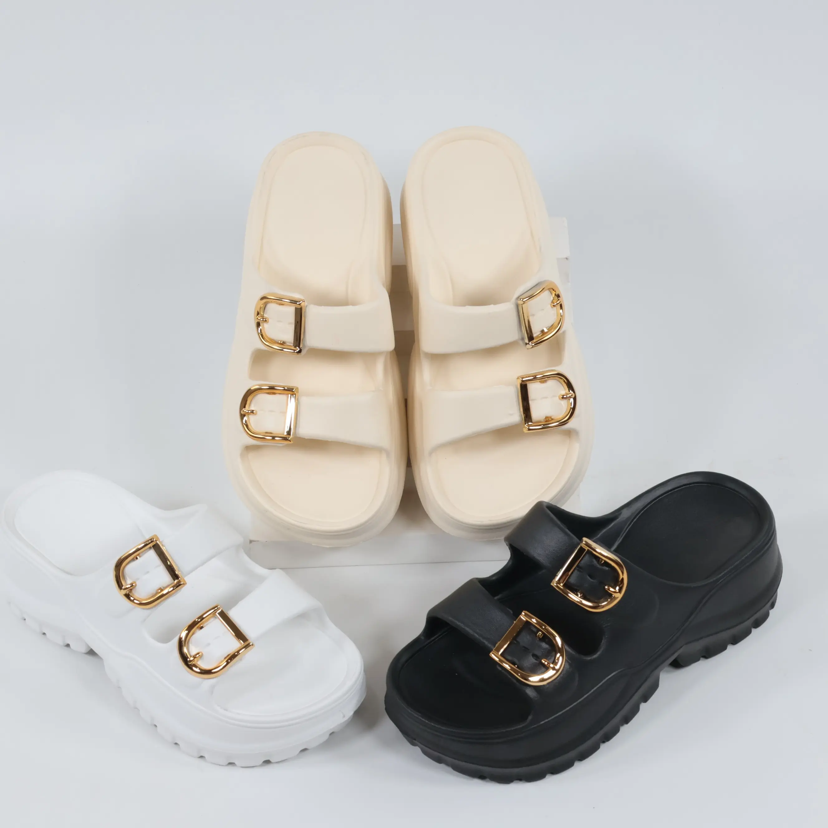 Sandal Strip 720M Wedges Wanita Bahan Karet EVA Anti Slip Anti Licin Kekinian Trend Kekinian