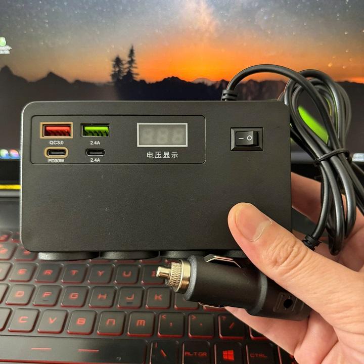 Product Introduction of Bộ Chia Tẩu Sạc Trên Ô Tô Nguồn 12V 24V Chịu Tải 120W – Chia 4 Đầu Tẩu 2 Cổng USB 2 PD 8