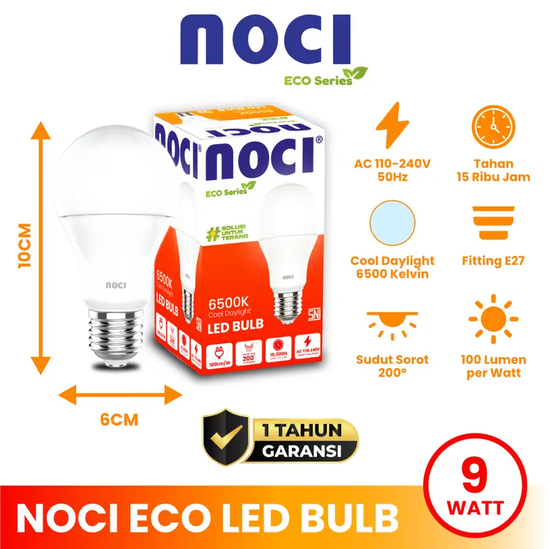 Noci Eco Series Lampu Bohlam Murah LED Bulb 5-24 Watt Cahaya Super Putih Hemat Daya