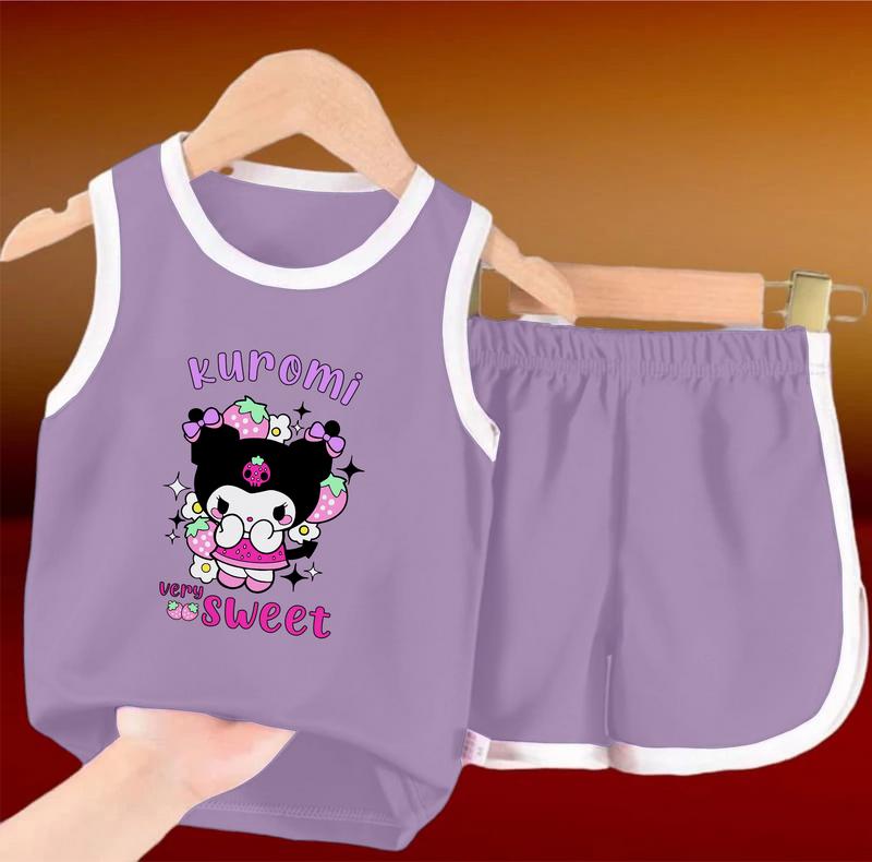 Luwi Kids Setelan Singlet Anak Motif Kuromi Sweet Celana Fashion 7