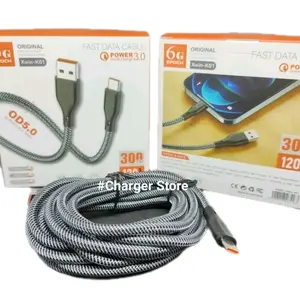 Kabel Data 3 Meter 120W 6A Micro USB - Type C ORIGINAL Fast Charging Cable 300Cm Fast Data Pengisi Panjang