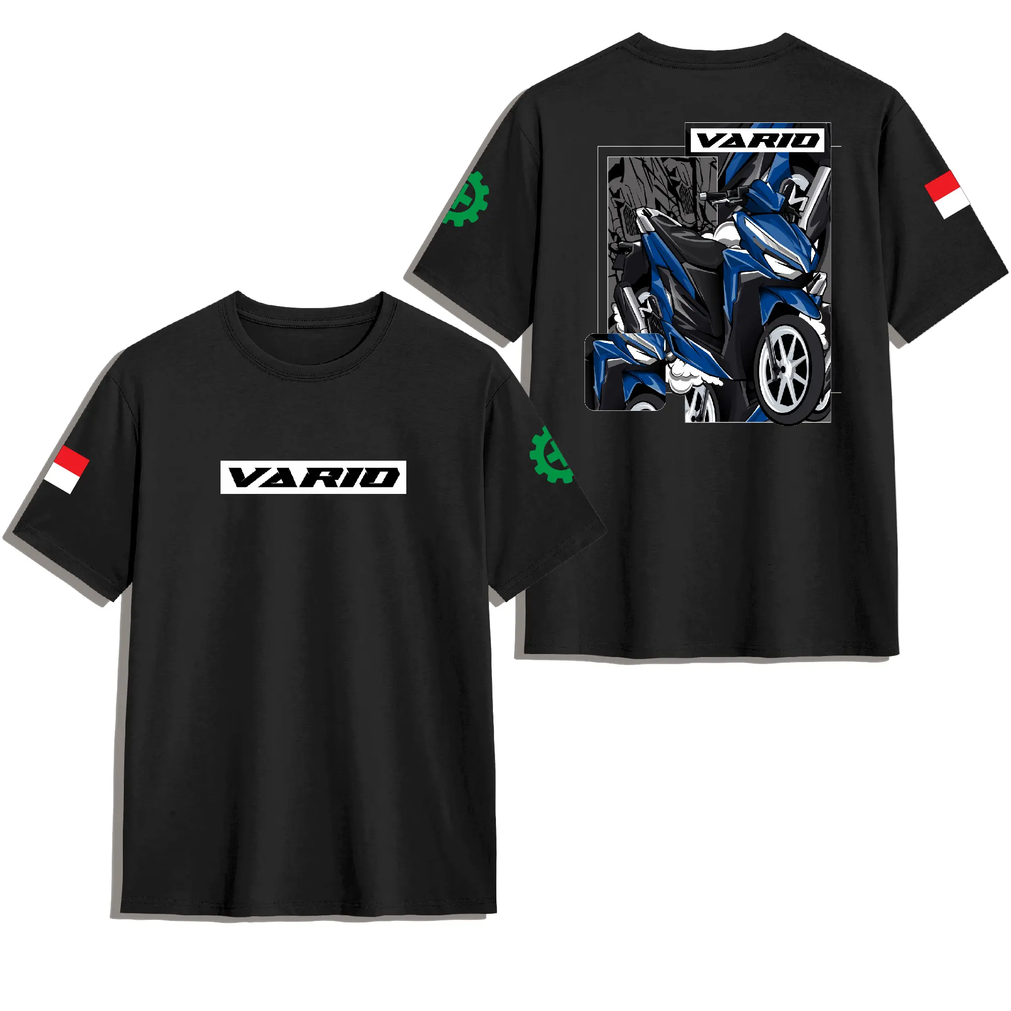 KAOS MOTOR VARIO MOTIF BIRU LED//KATUN COMBED 30S PREMIUM