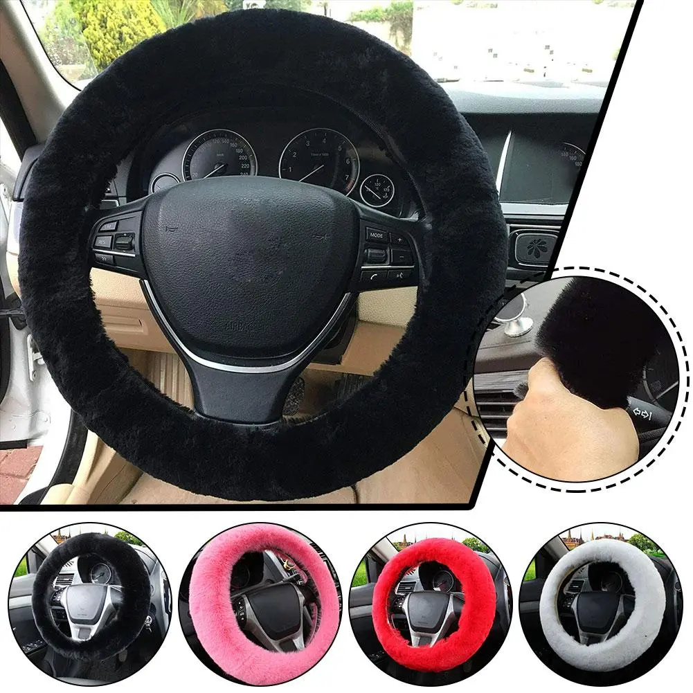 Soft Plush Steering Wheel Cover Winter Warm Car Steering Wheel Cover Auto Interior Decor