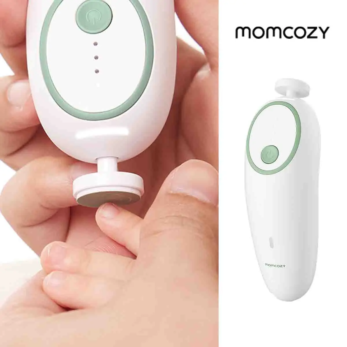 Momcozy Baby Nail File Electric, Gentle Baby Nail Trimmer Electric Rechargeable, 7 Grinding Head Replacement Pads
