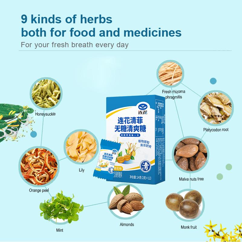 Lozenge Không Đường YILING Lianhua Qingfei, Giảm Đỏ Và Đau, Chăm Sóc Họng, Ngầu Và Tươi Mới, Hơi Thở Tươi Mát 12pcs/box kẹo  dẻo Snack Candy 2