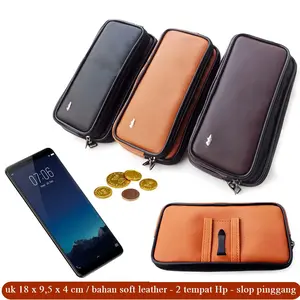 Dompet Kulit Hp Pinggang Pria Sleep 2 Ruang Jumbo Sporty Daily Riding Material Leather Pro Soft