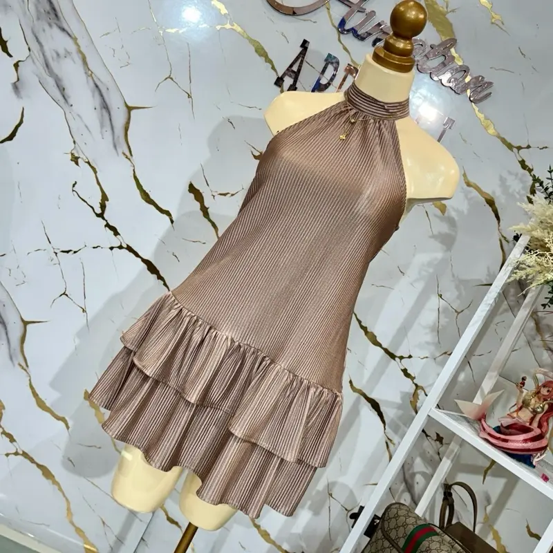HIMATION APPAREL PLUS SIZE Casual dress high tapered neckline layered  pleated flowy loose casual elegant dress ATHENA tiktok - TikTok Shop  Philippines