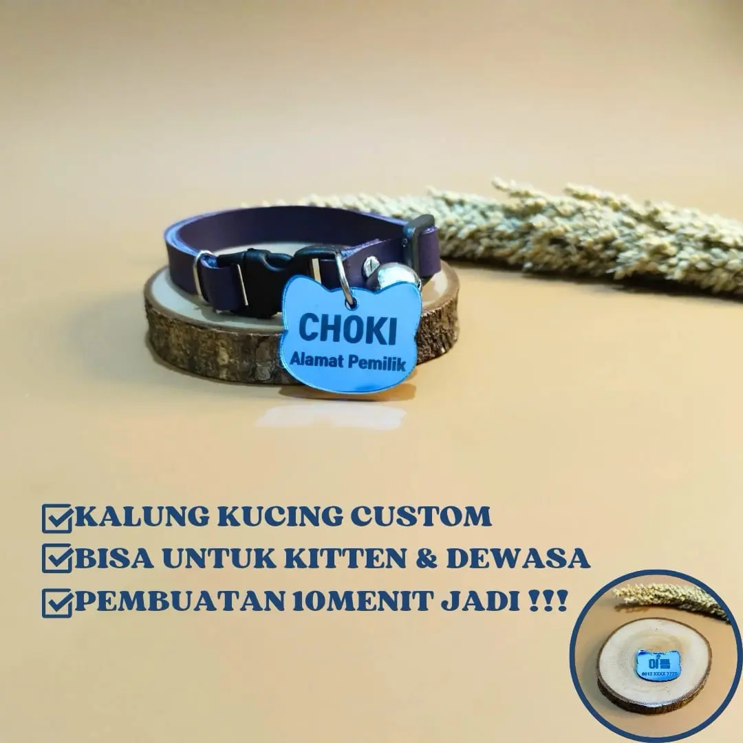 Kalung kucing gratis liontin akrilik custom nama