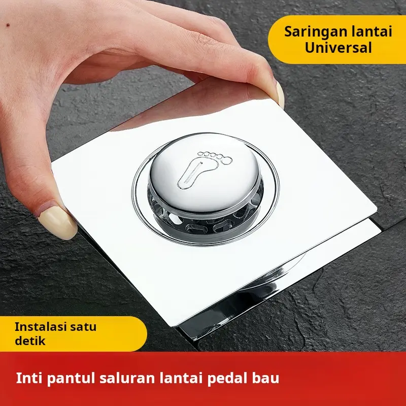 Inti saluran pembuangan lantai yang dioperasikan dengan kaki, penghilang bau kamar mandi, penutup saluran pembuangan lantai pantul, penutup penyegel antibau saluran pembuangan kamar mandi Pengusir serangga 2