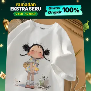 Tshirt Kaos Lengan Pendek Wanita | Motif Retro Little Girl | Bahan Cotton