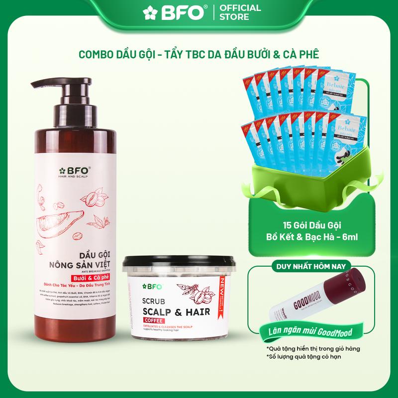 Dầu Gội 500ml & Tẩy Da Chết Da Đầu 300g Chiết Xuất Nông Sản Việt Gừng, Bưởi, Chanh | Làm Sạch, Nuôi Dưỡng Da Đầu, Tự Hào Hàng Việt