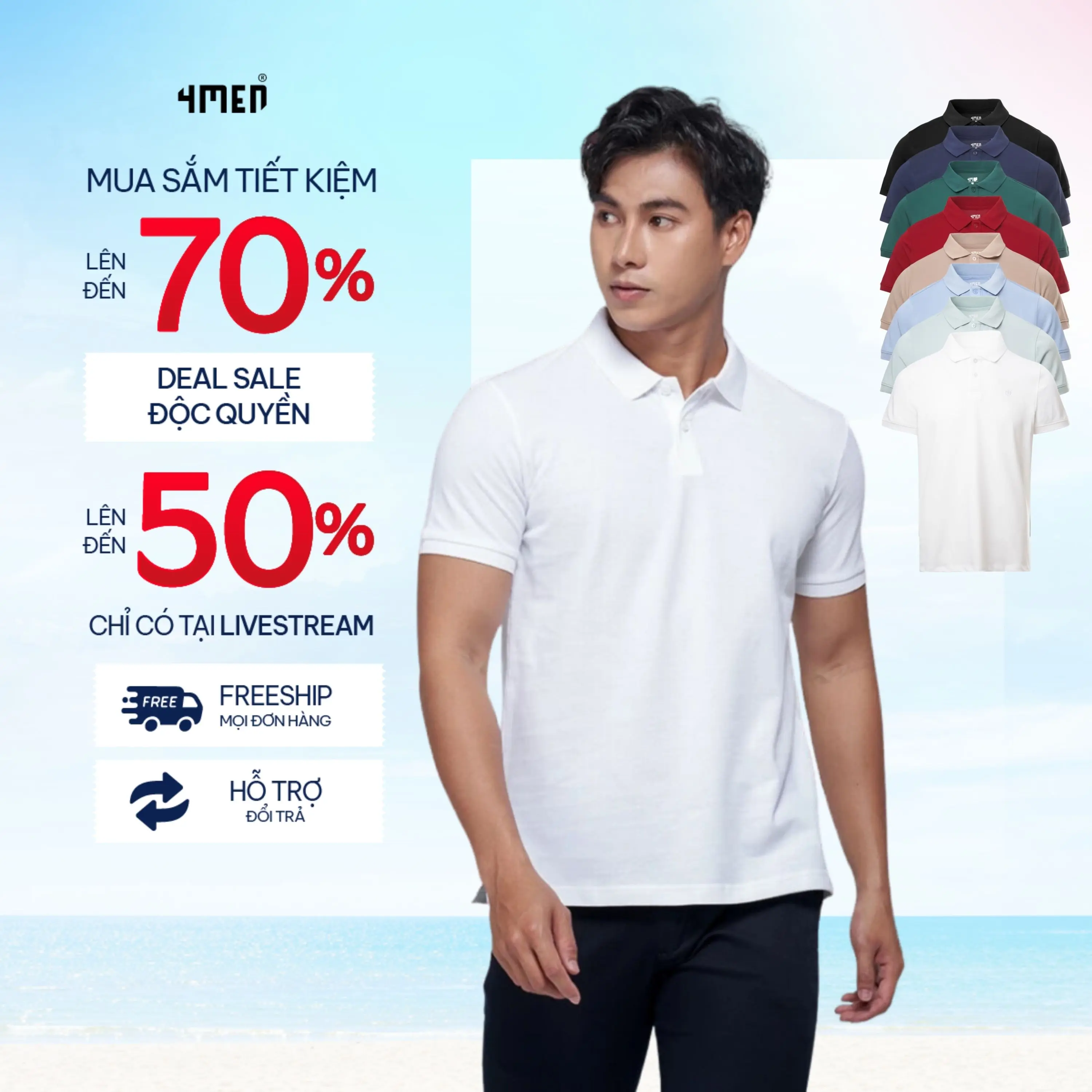 Áo polo nam trơn basic 4MEN PO153 ngắn tay, có cổ vải thun cá sấu thấm mồ hôi, thoáng mát, co giãn thoải mái Menswear Shirt