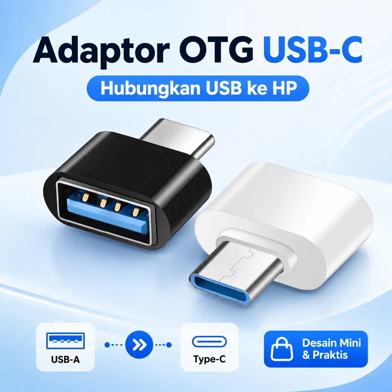 COD Konverter USB-A Female ke Type-C Male, Adaptor USB 2.0 untuk Perangkat Type-C yang Mendukung OTG