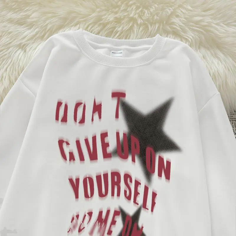 A1163/I0103 The Monseur Gallery Sweater Oversize Cetakan surat retro Amerika | Sweater Hitam
