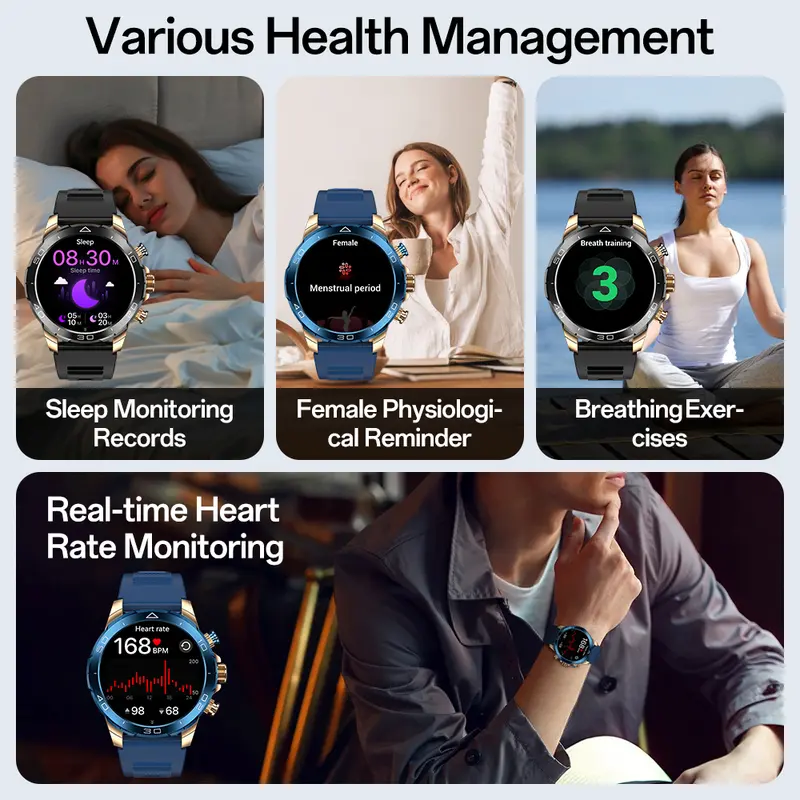Aolon Luxor Jam Tangan Bisnis Pintar Jam Tangan Pintar Baru IP68 Tahan Air Kecepatan Lari DIY Pemantauan Kesehatan Smart Watch Olahraga Luar Ruangan   (jam tidur / bedside clock) 5