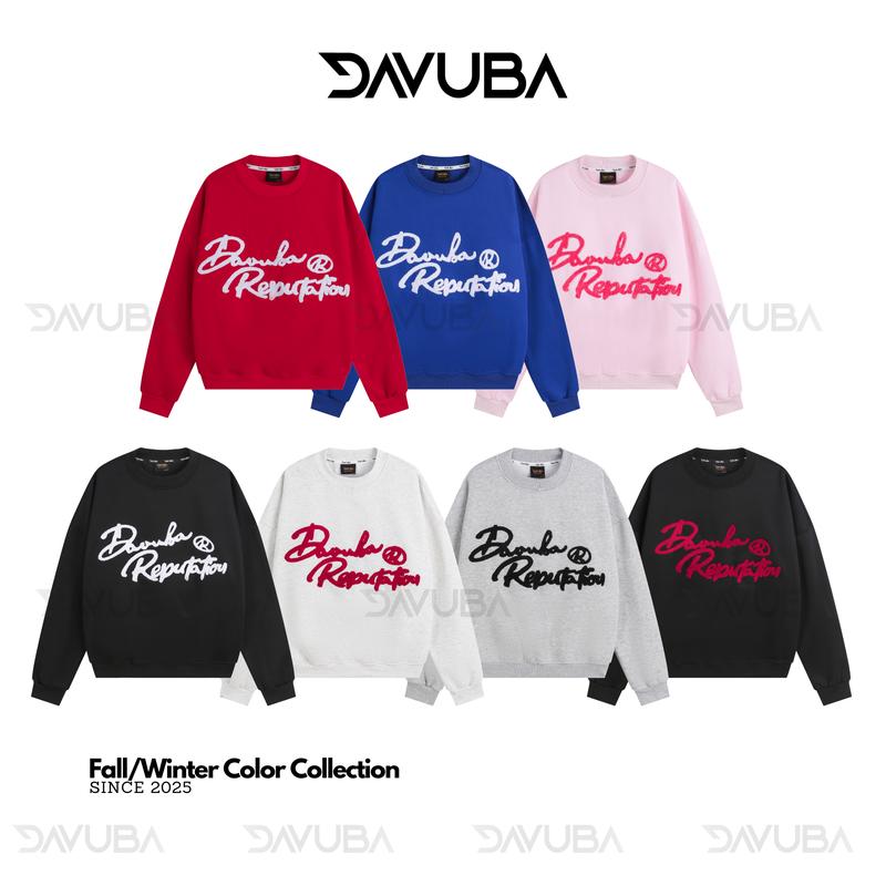 DAVUBA I Áo Sweater Nỉ Bông Thêu Xù mùa thu đông nam nữ sm161