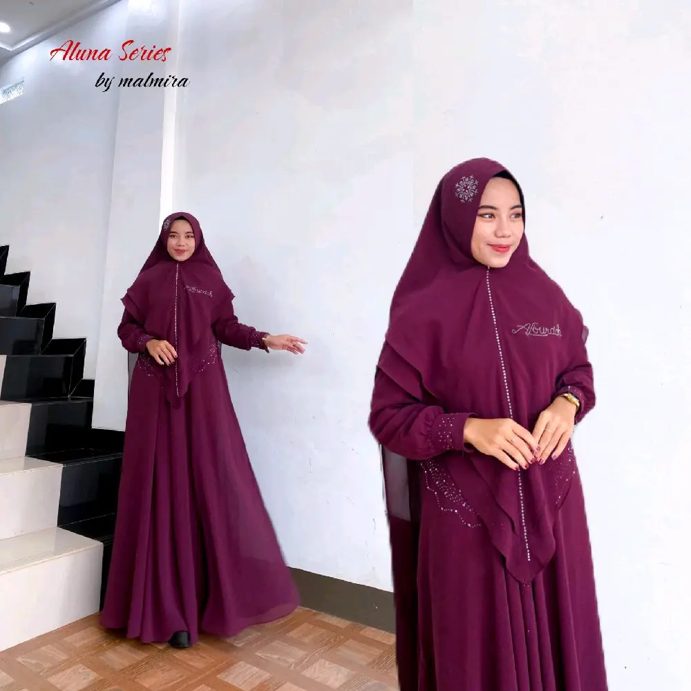 Gamis Ceruty Babydoll Polos Set Khimar Syari Jumbo Mewah Pesta Kondangan Canntik Nyaman Lebaran