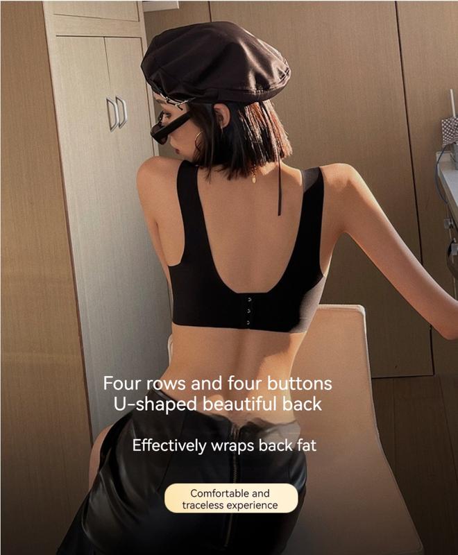 Product Introduction of Internet Celebrity Designer Hot Seamless Underwear Breast Holding Adjustable Bra Set Wireless Small Chest Push up and Anti-Sagging Sexy Bra Female Summer 3