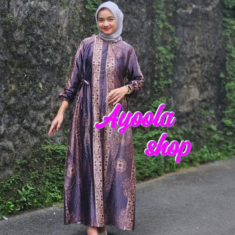 Gamis Sahira Silk / Dress Batik DioraSilk / M - 6L Muslim Wanita Panjang Samping 1