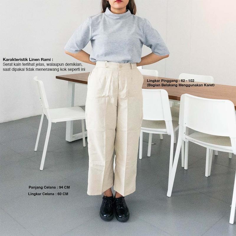 Product Introduction of Celana Kulot Wanita - Highwaist Celana Kulot Linen Laura Slim Premium Fit High 24